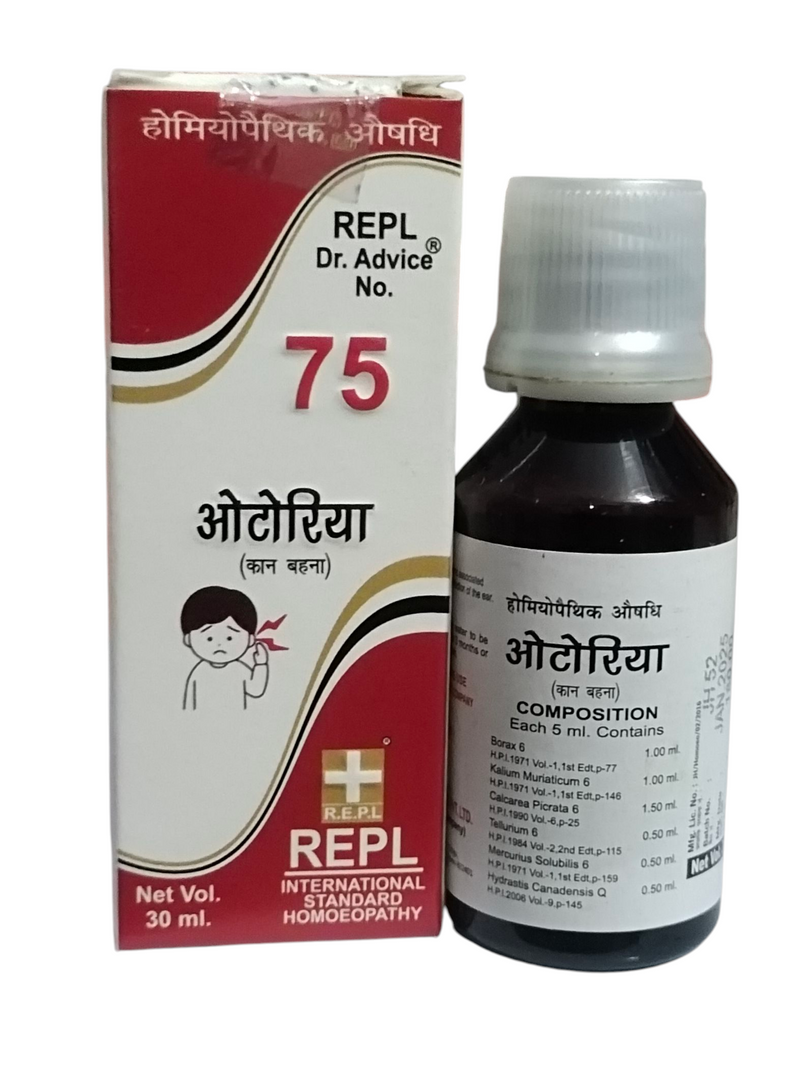 REPL DR. ADVICE NO. 75 OTORRHEAA (FOR OTORRHEA & OTALGIA) 30ML HOMEOPATHIC MEDICINE