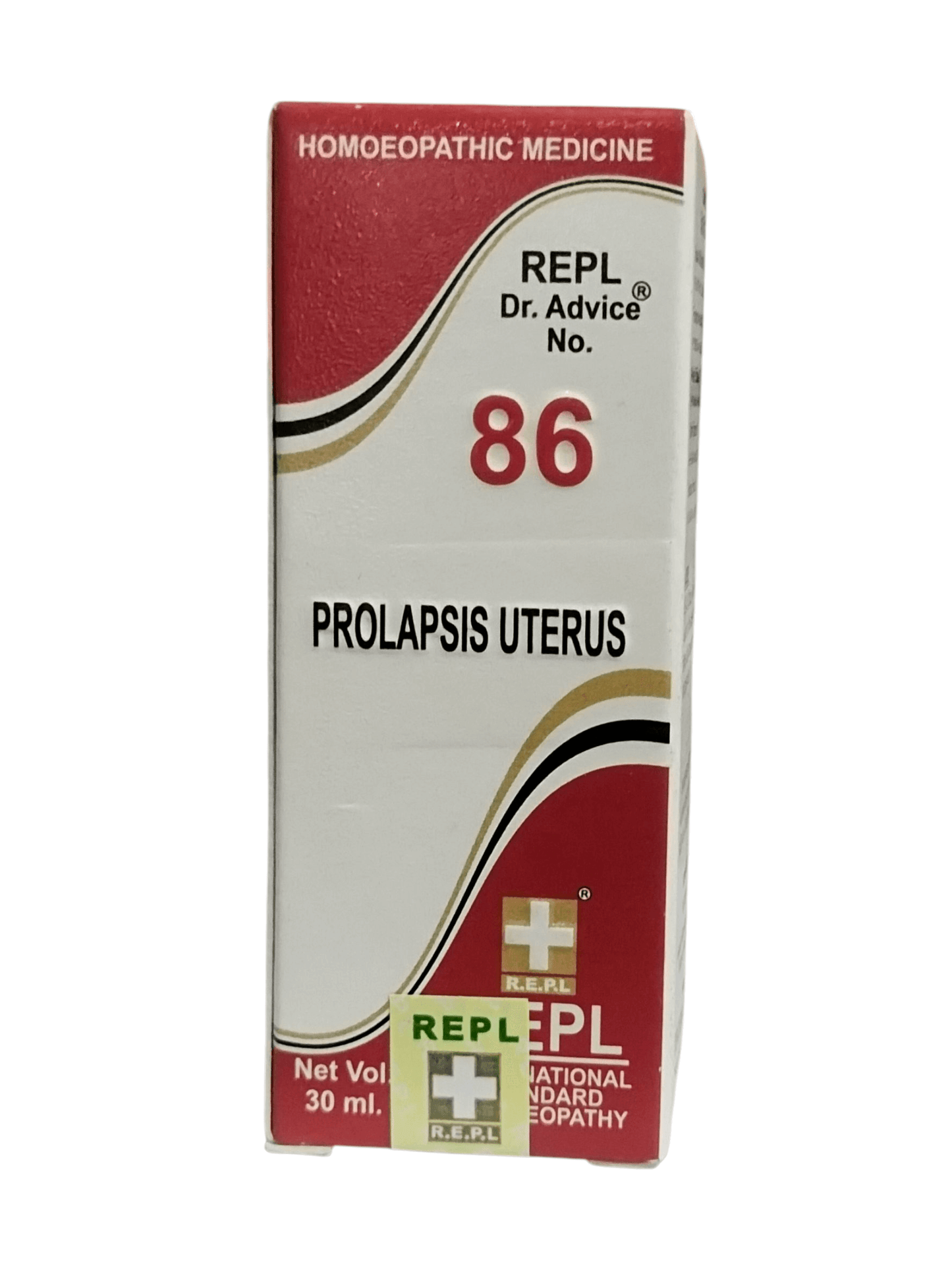 Box of REPL Dr. Advice No. 86 for Prolapsis Uterus on a white background