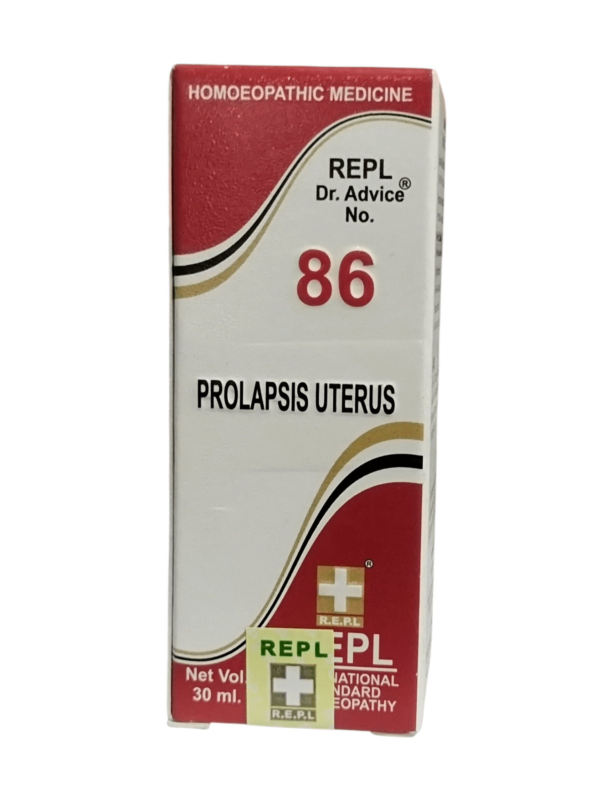 Box of REPL Dr. Advice No. 86 for Prolapsis Uterus on a white background