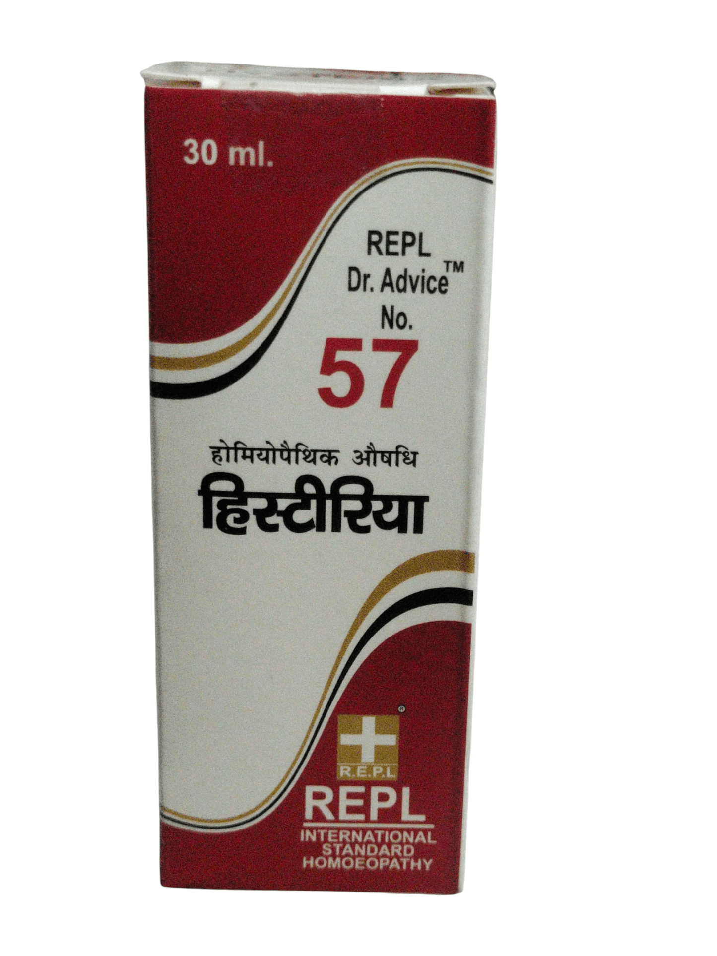 REPL Dr. Advice No 57 homoeopathic medicine bottle packaging on a white background