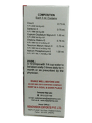 Medication bottle label with composition and usage instructions on a white background