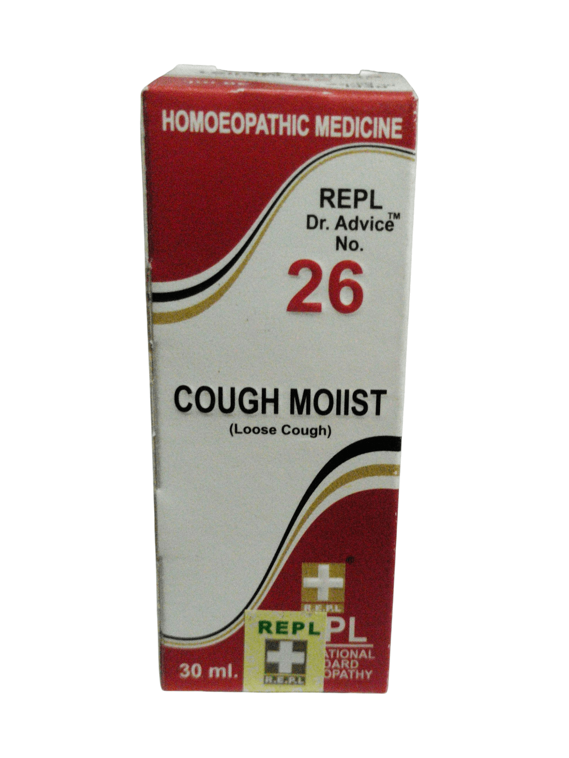 Box of Homoeopathic Medicine for Cough Moist on a white background