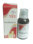 Pneumoniacin homoeopathic medicine bottle and packaging on a white background