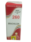Box of Brachalgin homoeopathic medicine with red and white design