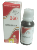 Brachalgin bottle and box with red and white design on a white background