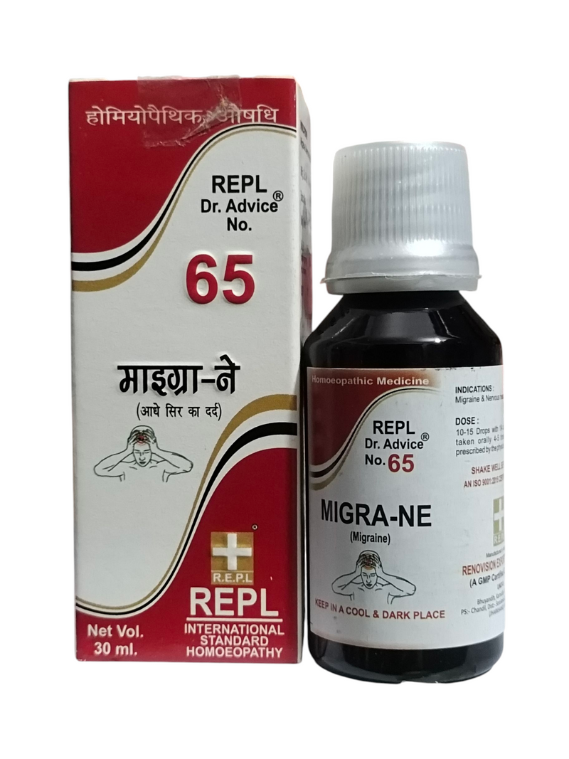 REPL DR. ADVICE NO. 65 MIGRA-NE FOR MIGRAINE TREATMENT HOMEOPATHIC MEDICINE 30ML