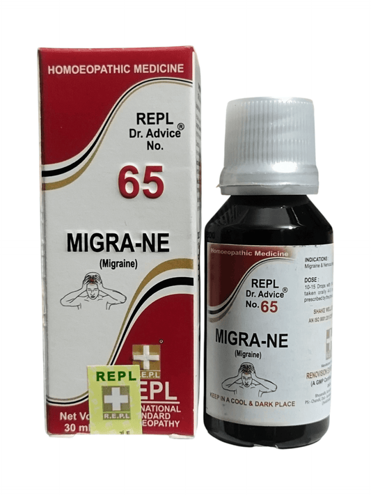 Migra-Ne migraine remedy bottle and packaging on a white background