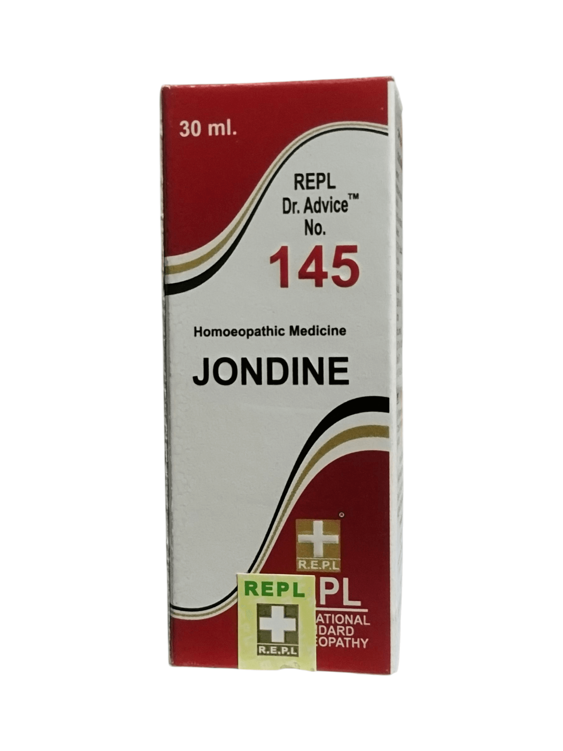 Jondine homeopathic medicine box with red and white design on a white background