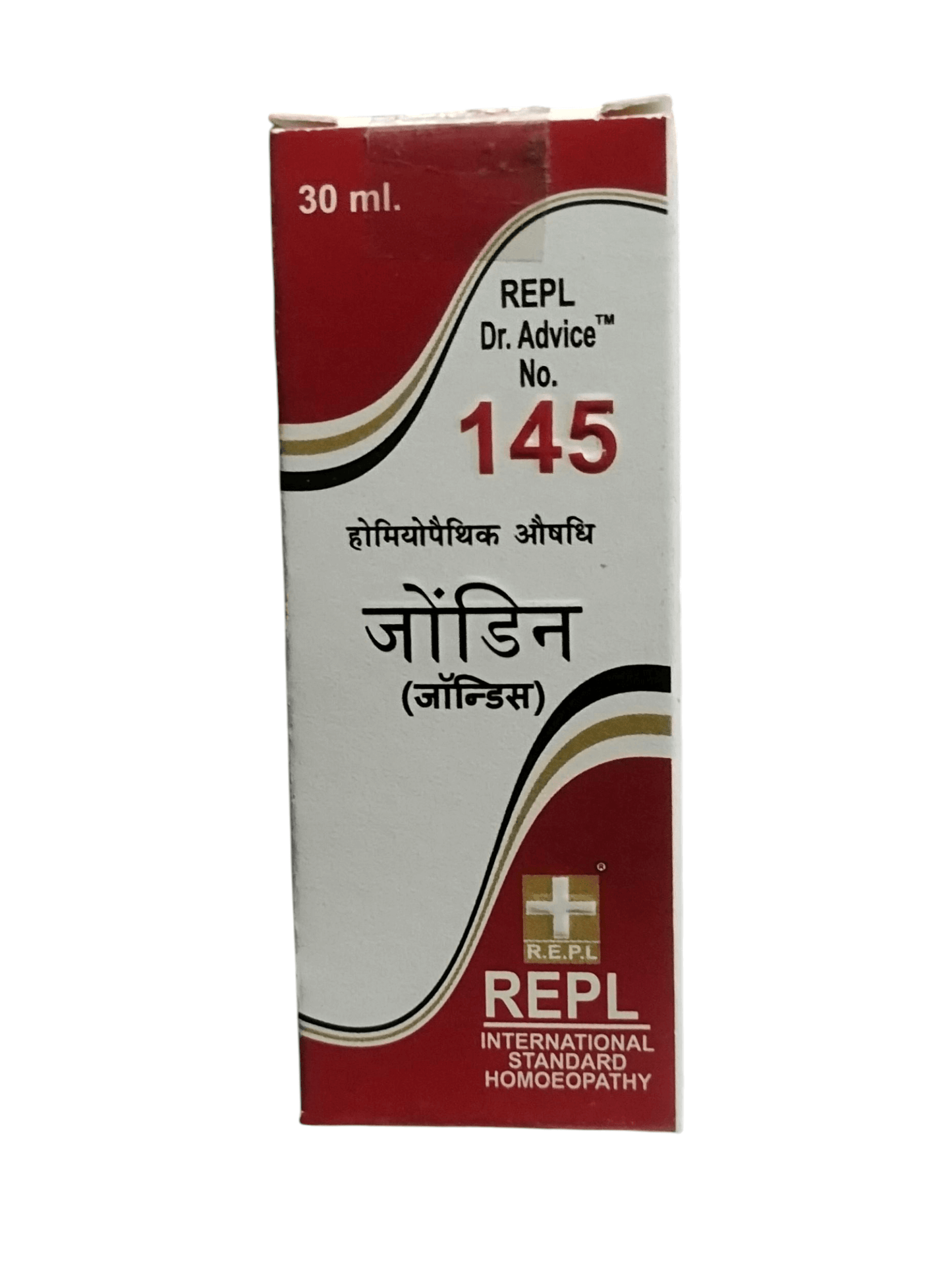 REPL Dr. Advice No. 145 box with red and white design on a white background