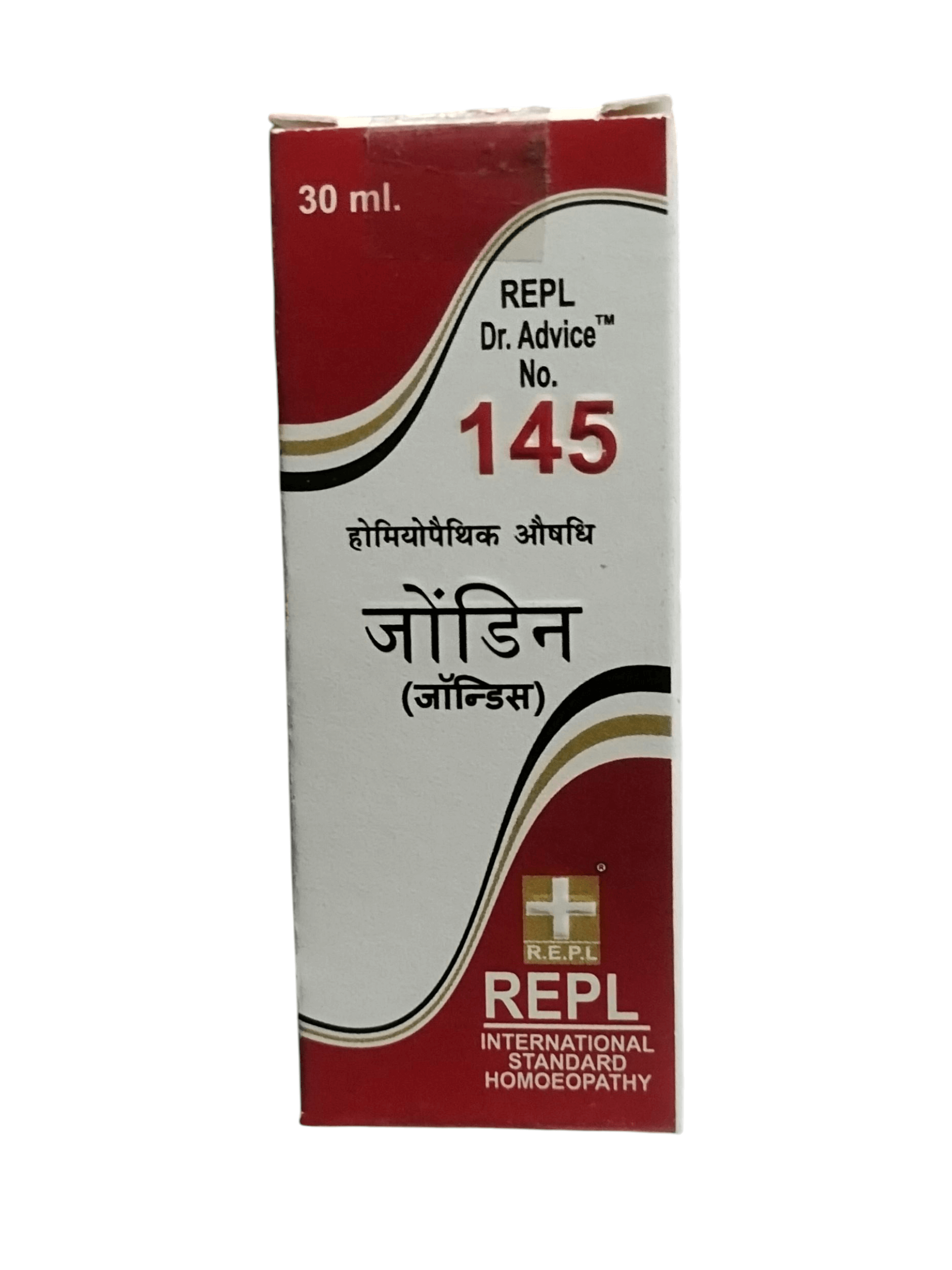 REPL Dr. Advice No. 145 box with red and white design on a white background