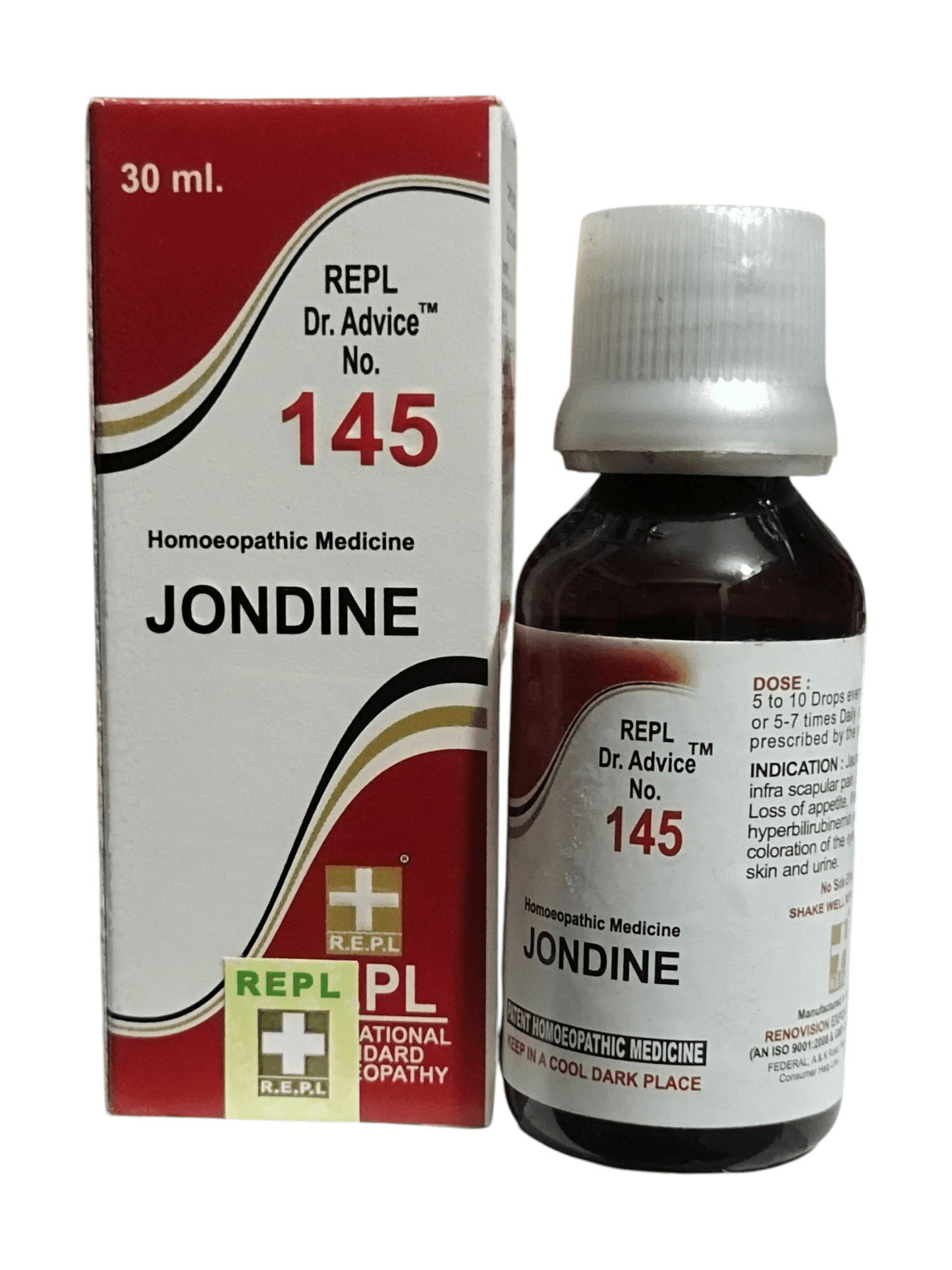 Jondine homeopathic medicine bottle and packaging on a white background