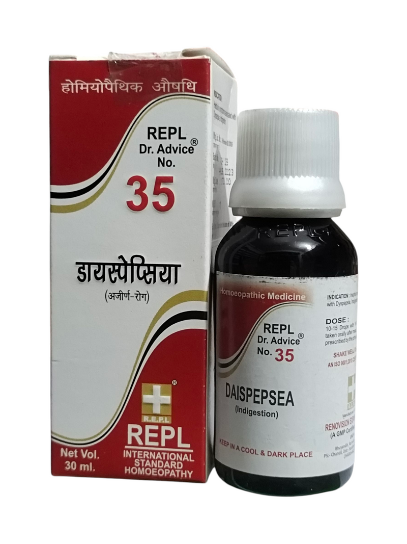 REPL DR. ADVICE NO. 35 DAISPEPSEA INDIGATION DROP HOMEOPATHIC MEDICINE 30ML.