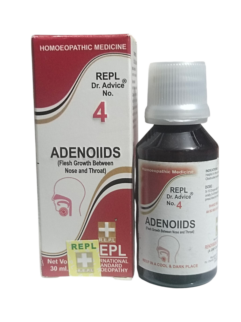 REPL DR. ADVICE NO. 4 ADENOIIDS FLESH GROWTH BETWEEN NOSE AND THROAT HOMEOPATHIC MEDICINE 30ML.
