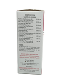 Medical composition box with detailed ingredient list and usage instructions on a white background