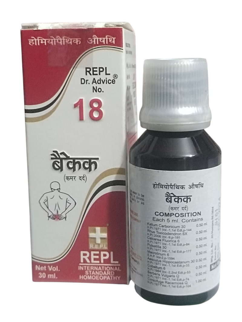 REPL DR. ADVICE NO. 18 BACKAKE DROP FOR BACK-PAIN HOMEOPATHIC MEDICINE 30ML