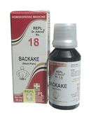 Homoeopathic medicine bottle and packaging for Backake on a white background
