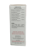 Medical product packaging with text on a white background