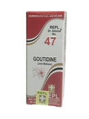 Box of Goutidine, a homoeopathic medicine for joint wellness, with red and white design.