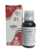 Bottle and box of REPL Spilin syrup on a white background