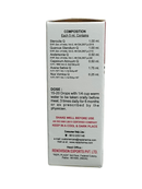 Medicinal bottle label with composition and usage instructions on a white background