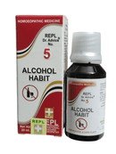 Bottle and box of REPL Dr. Advice No. 5 for Alcohol Habit on a white background