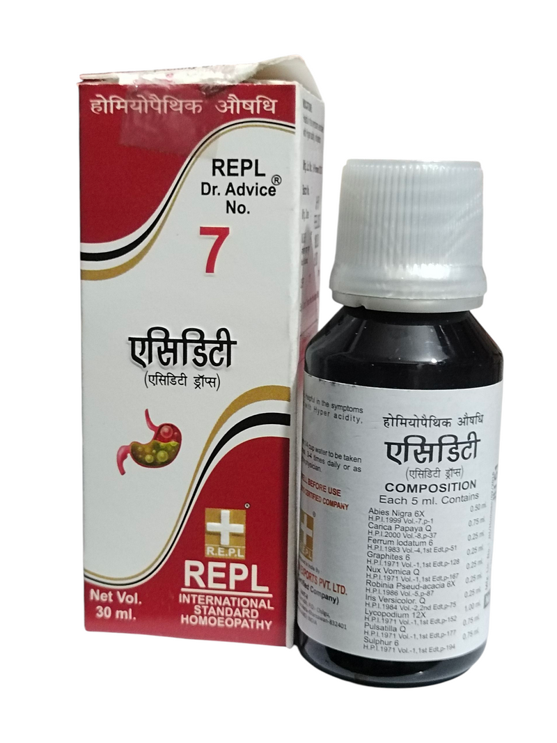 REPL DR. ADVICE NO. 7 ACIDITEE FOR ACIDITY DROPS HOMEOPATHIC MEDICINE 30ML.