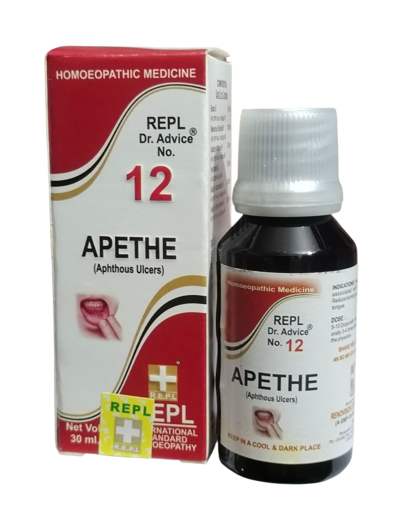 REPL DR. ADVICE NO. 12 APETHE FOR APTHOUS ULCER DROPS HOMEOPATHIC MEDICINE 30ML