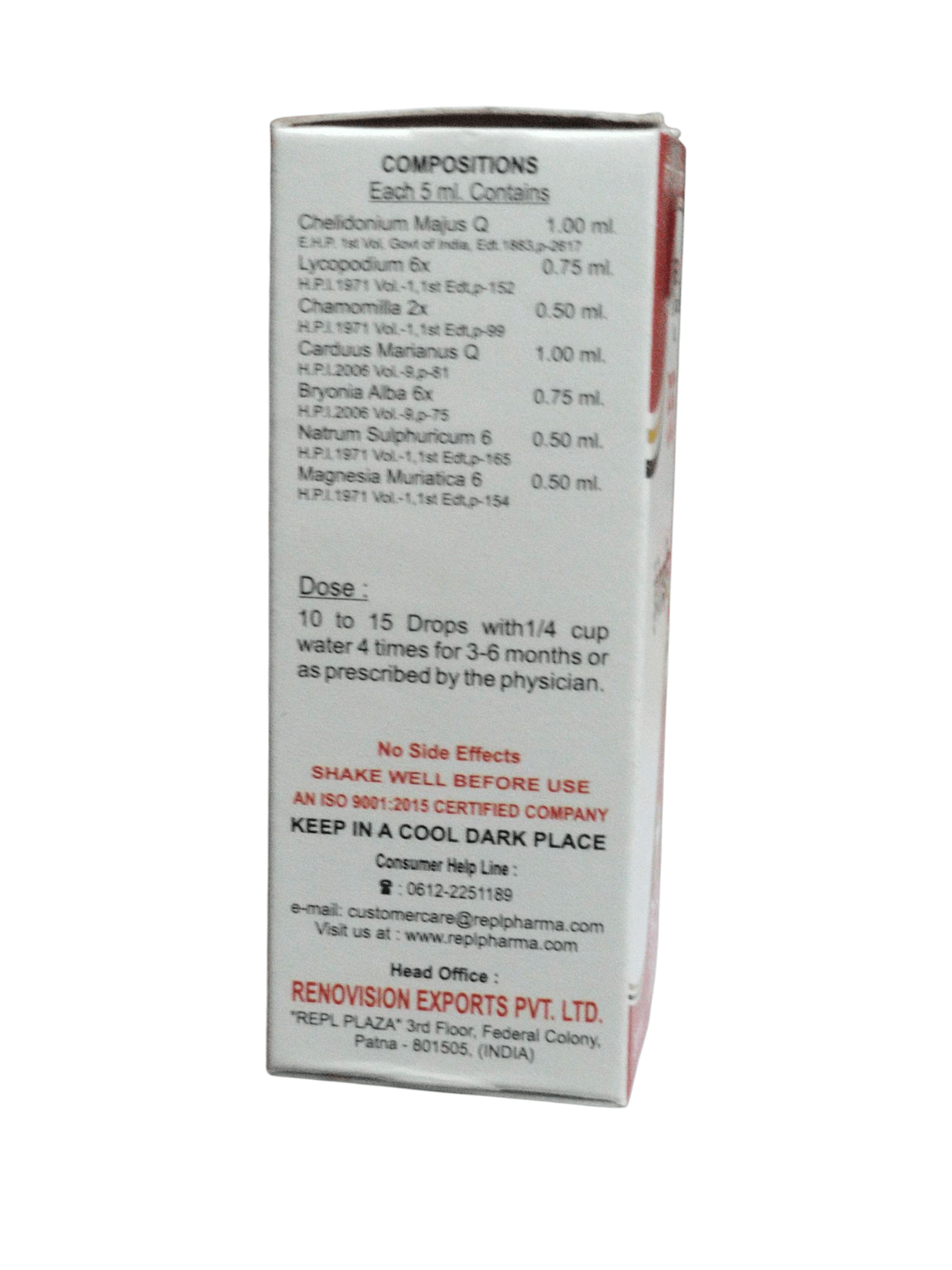 REPL DR ADVICE NO. 55 HEPATITES HOMEOPATHIC MEDICINE 30ML box composition details and dosage instructions