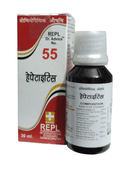 REPL DR ADVICE NO. 55 HEPATITES HOMEOPATHIC MEDICINE 30ML bottle and packaging on white background.