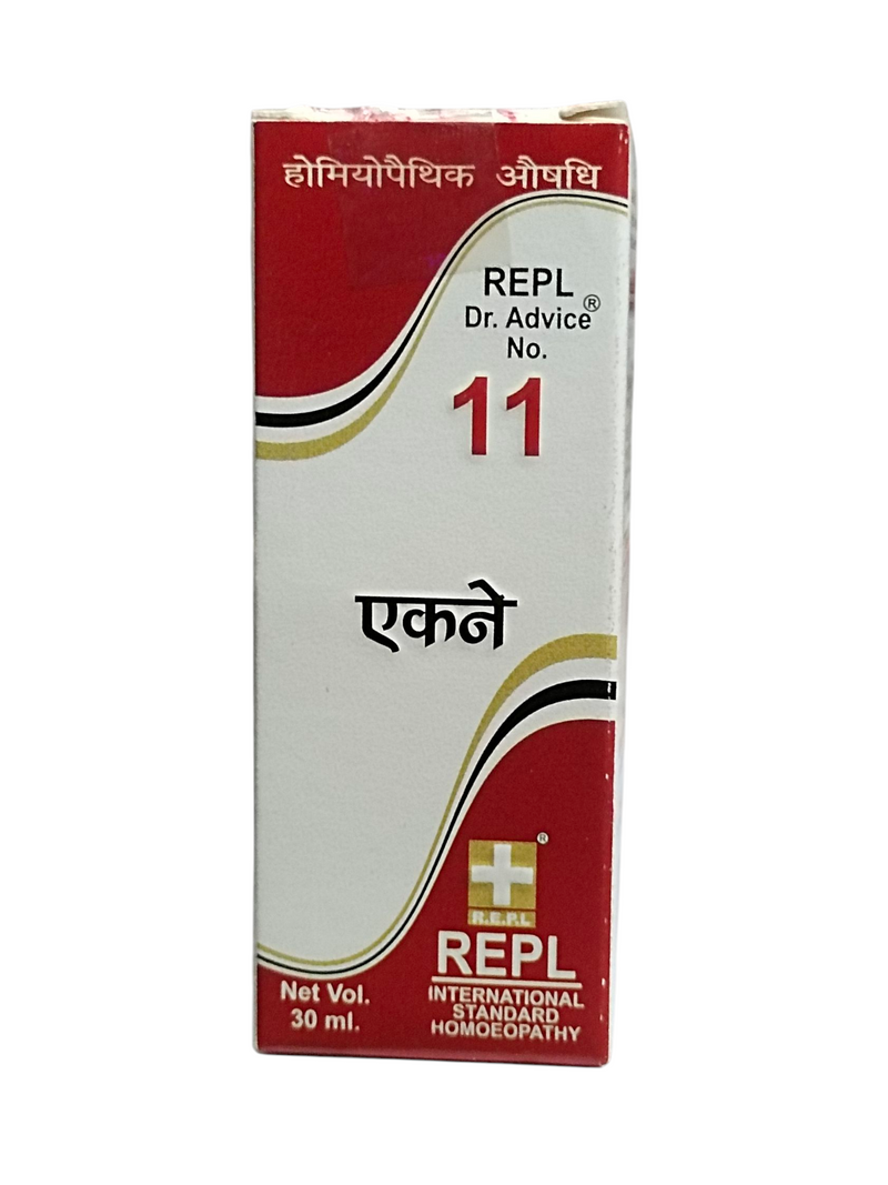 REPL DR. ADVICE NO. 11 ACNAE DROP HOMEOPATHIC MEDICINE 30ML packaging image showing box design.