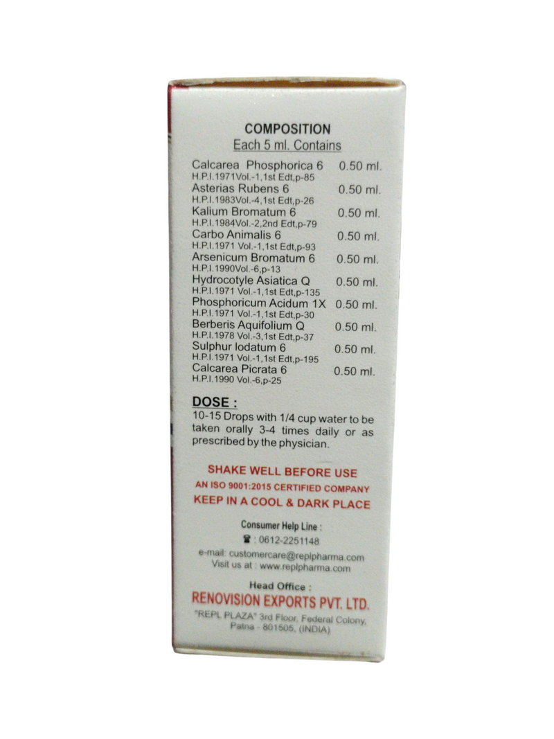 REPL DR. ADVICE NO. 11 ACNAE DROP HOMEOPATHIC MEDICINE 30ML ingredients and dosage information.