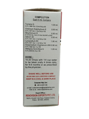 Medical bottle label with detailed composition and usage instructions on a white background