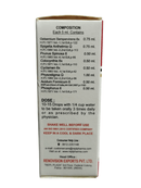Medicinal bottle label with detailed composition and usage instructions on a white background