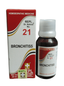 REPL Bronchitiss homeopathic medicine bottle and packaging on a white background