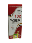 Box of Varicose Vein treatment drops with red and white design