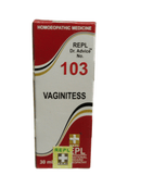 Vaginitess homoeopathic medicine packaging with red and white design