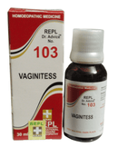 Vaginitess homeopathic medicine bottle and packaging on a white background