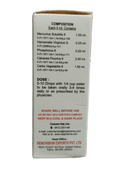 Medicinal bottle label with detailed composition and usage instructions on a white background