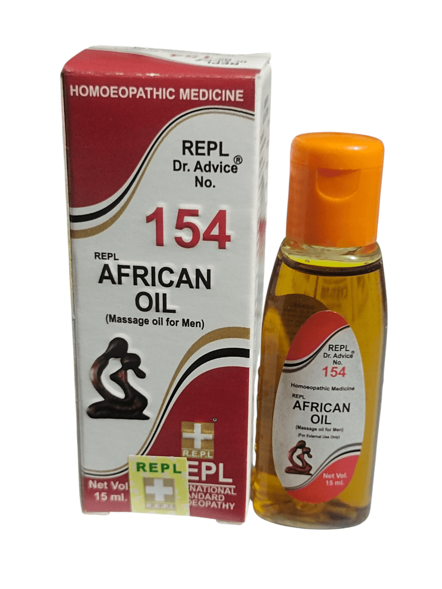African Oil bottle with packaging on a white background