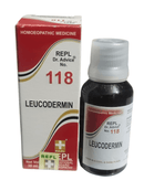 Leucodermin homeopathic medicine bottle and packaging on a white background