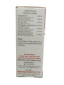 Medical product packaging with text on a white background