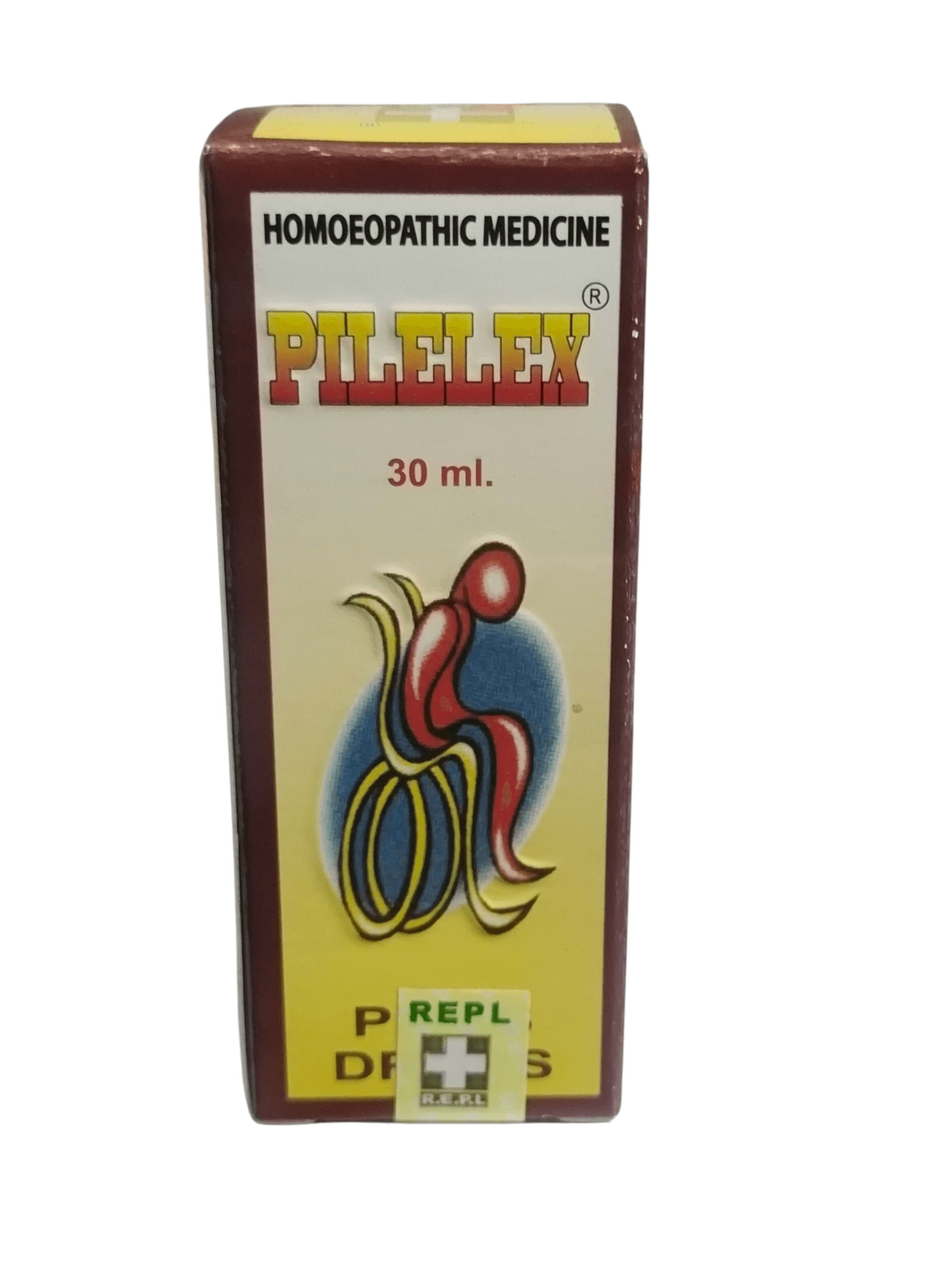 Pilelex homoeopathic medicine bottle packaging on a white background