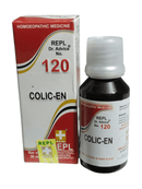 Homoeopathic medicine bottle and packaging for COLIC-EN with REPL branding.