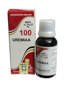 Bottle and box of Uremiaa homeopathic medicine on a white background