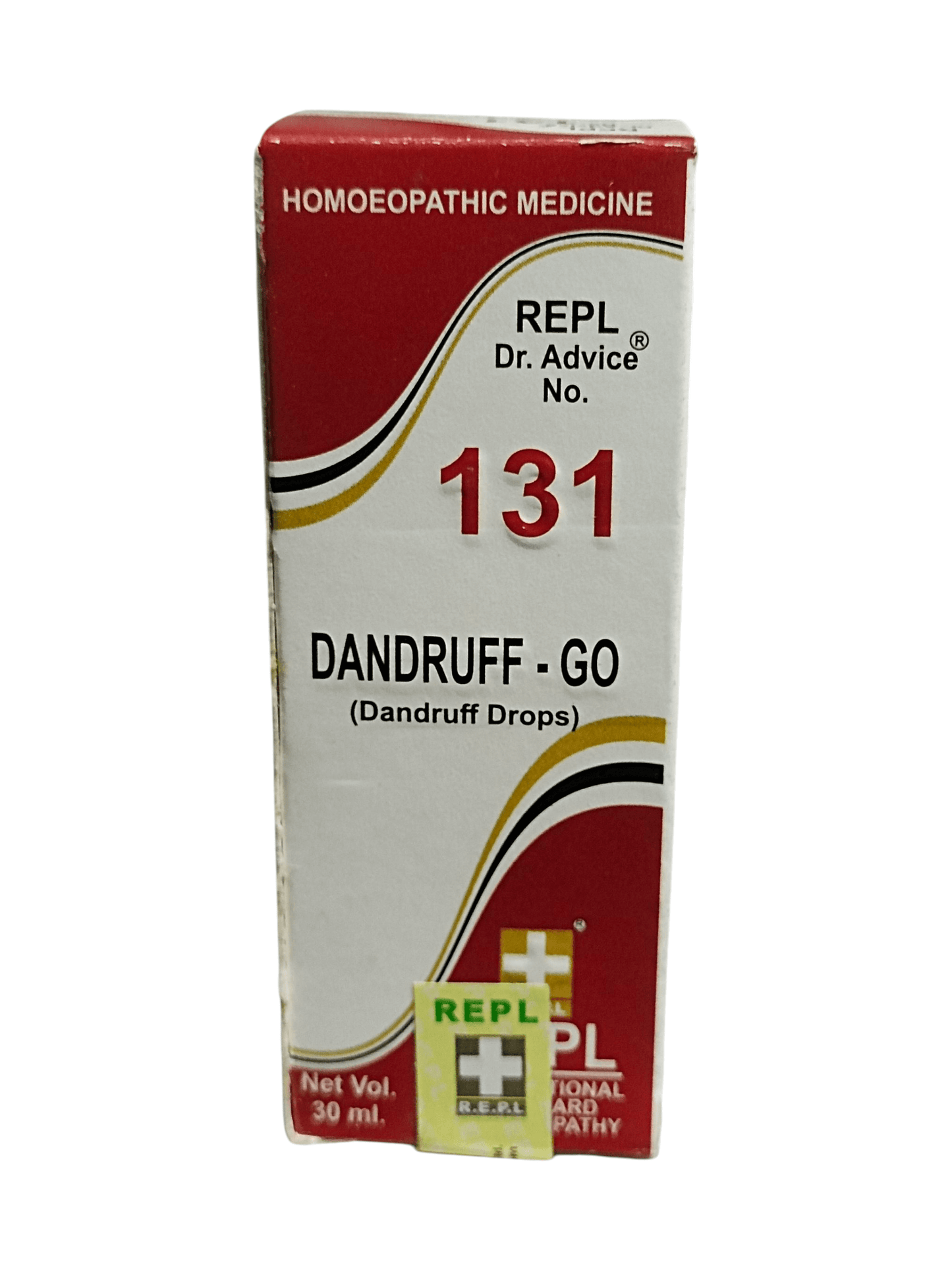 Box of Dandruff Go drops with red and white design on a white background