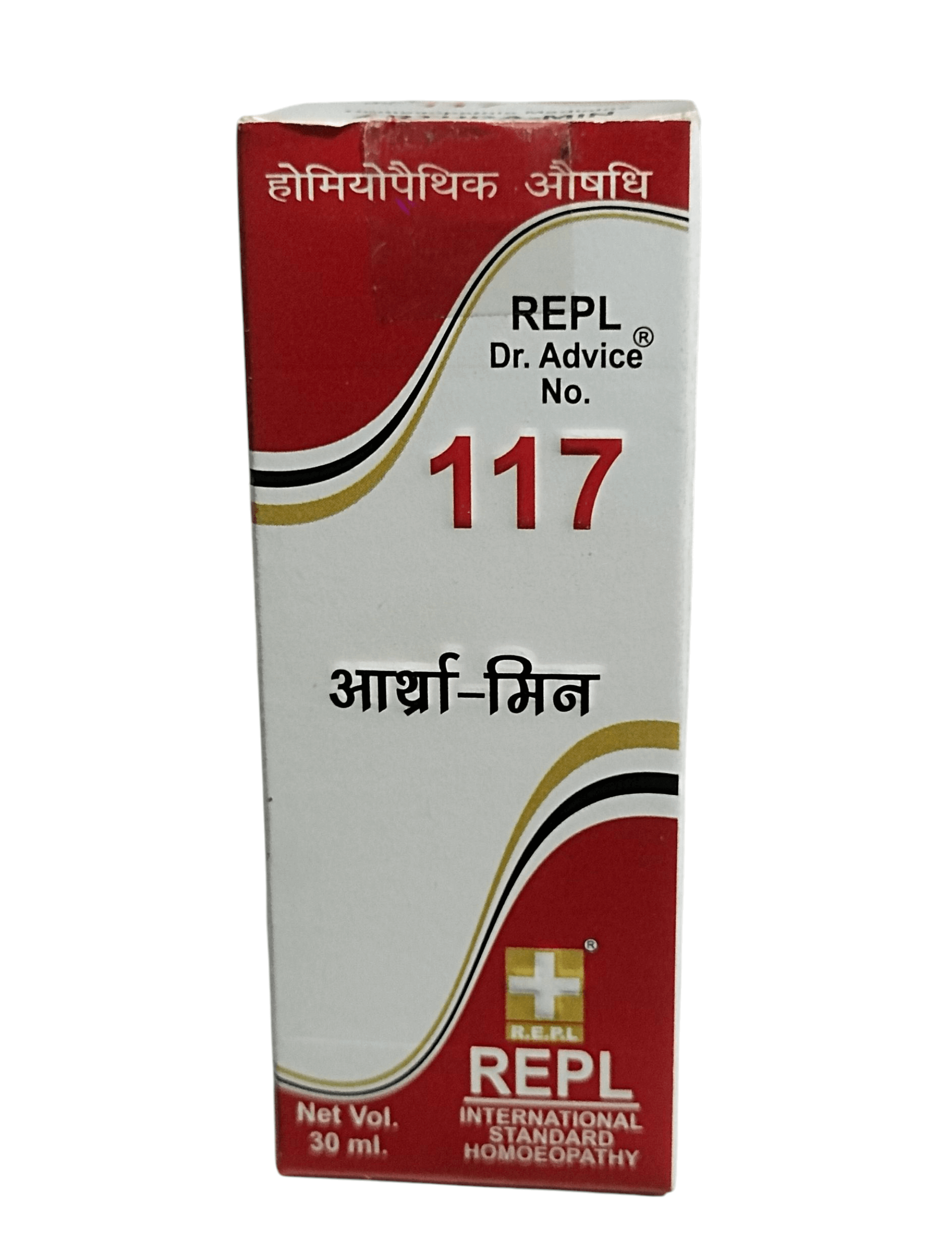 Red and white box with text and branding on a white background