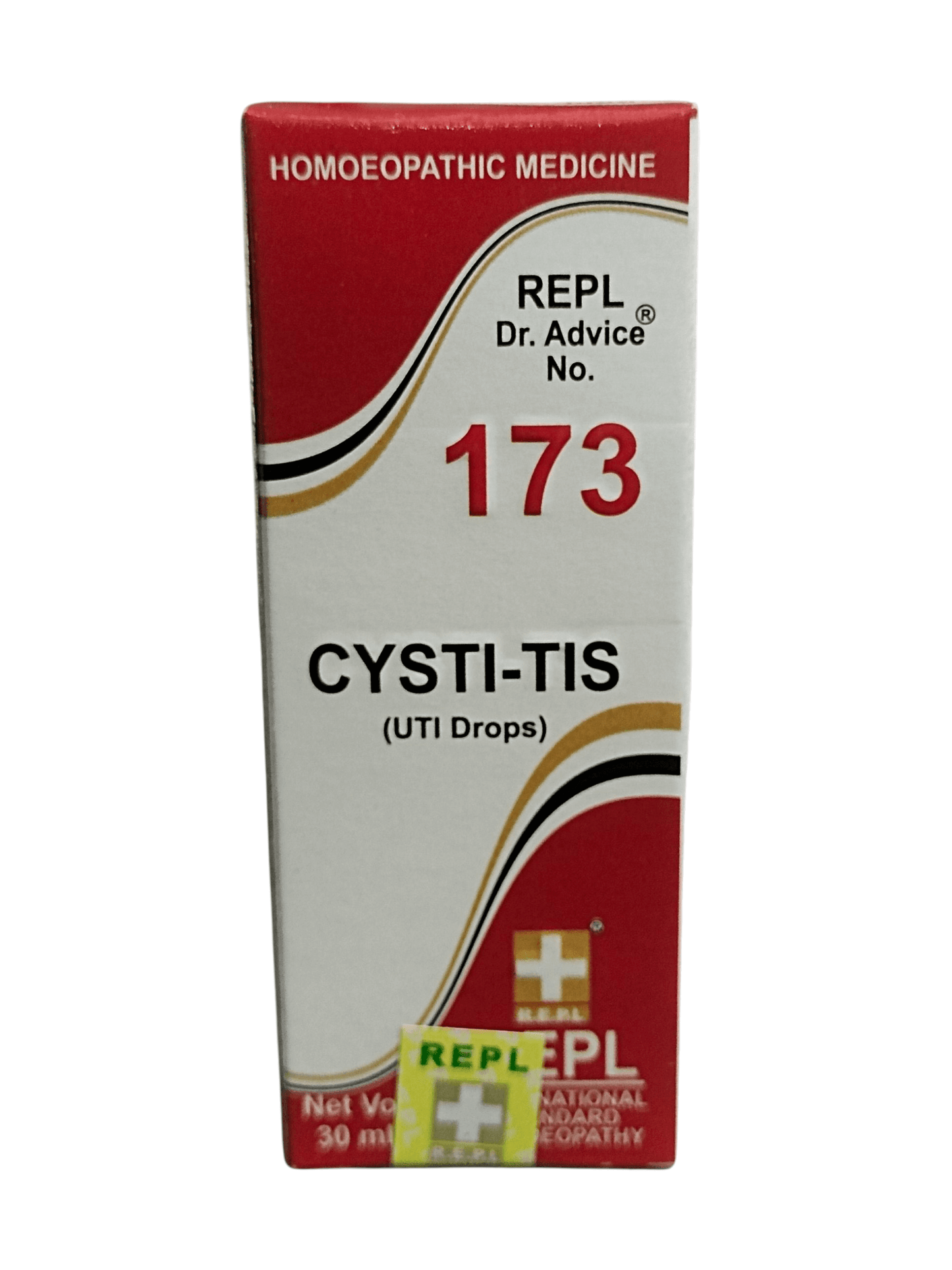 Box of Cysti-Tis UTI Drops with red and white design on a white background