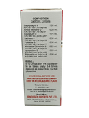 Medicinal bottle label with composition and usage instructions on a white background