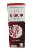 REPL URACID SYRUP HOMEOPATHIC MEDICINE 100ML USE FOR URIC ACID CONTROLL (PACK OF 2) box with joint pain graphic.