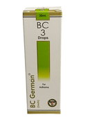 Box of BC German BC 3 Drops for Asthma on a white background